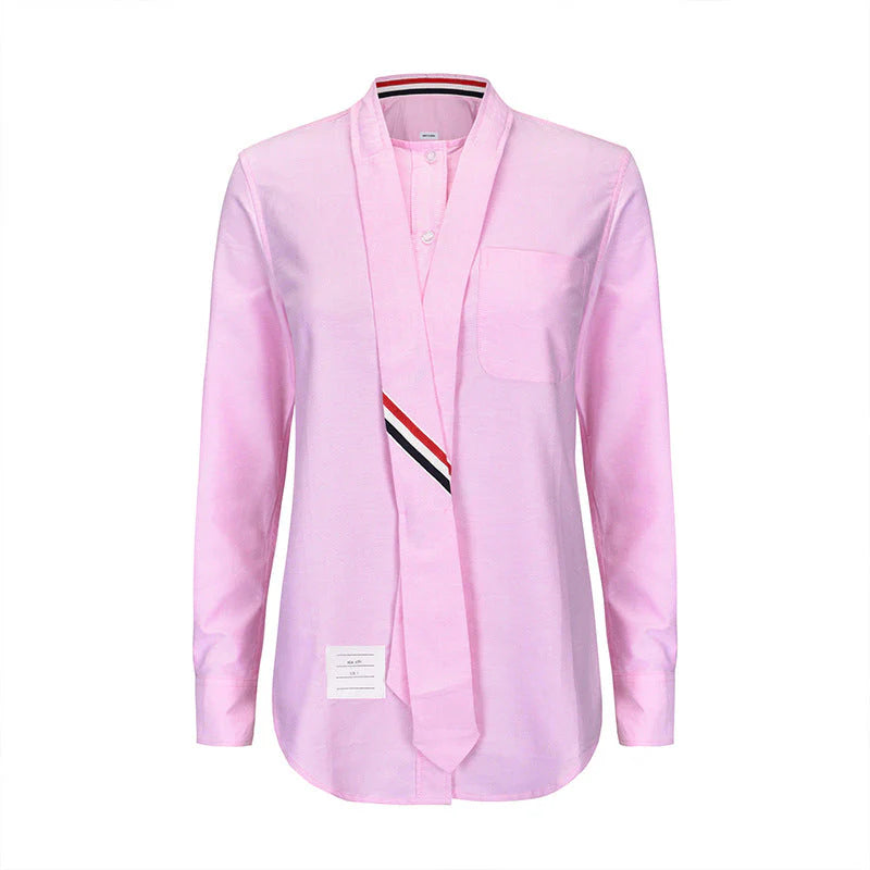 Women tie striped shirt