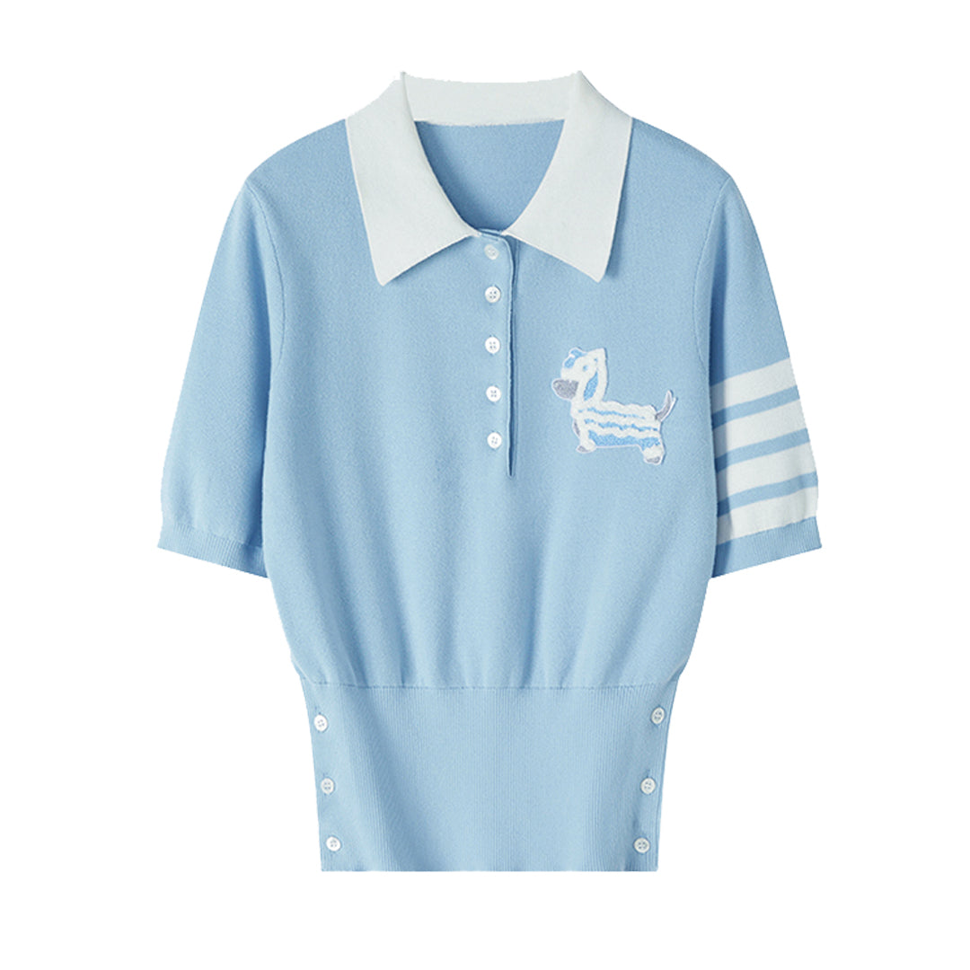 Women Blue polo shirt
